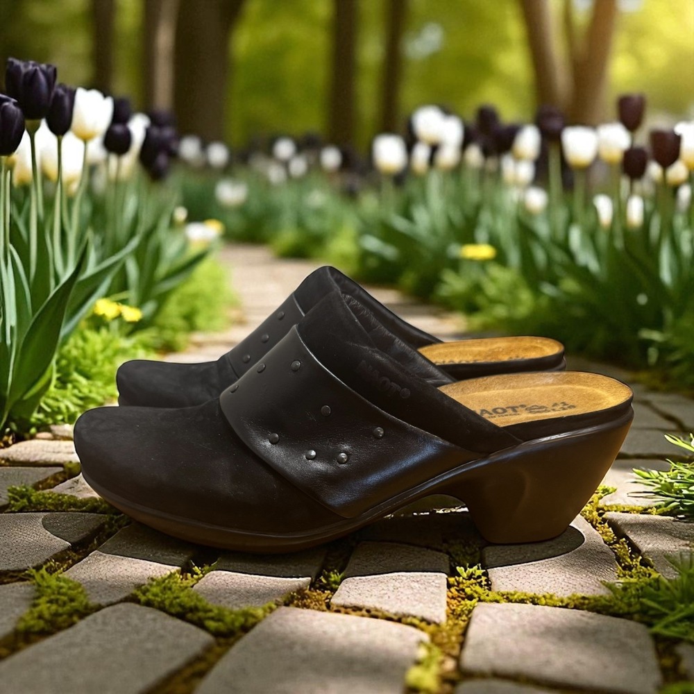 Naot Shoes 41 Women 10 clogs Appeal Pumps Black Leather Career Casual Slip On